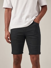Black Skinny Fit Stretch Denim Shorts - Image 1 of 9