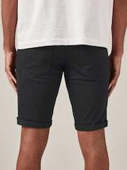 Black Skinny Fit Stretch Denim Shorts - Image 3 of 9