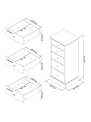 Bentley Designs Cotton Grey Ashby 5 Drawer Tall Chest - Image 2 of 3