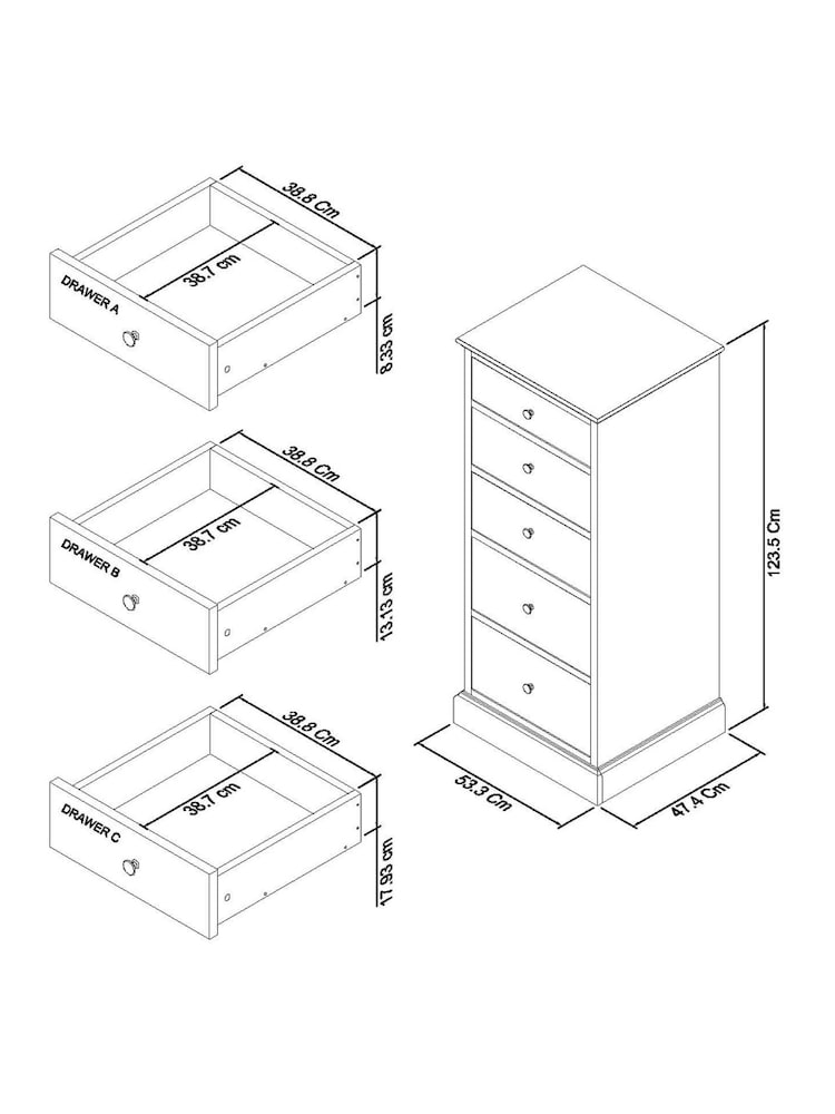 Bentley Designs Cotton Grey Ashby 5 Drawer Tall Chest - Image 2 of 3