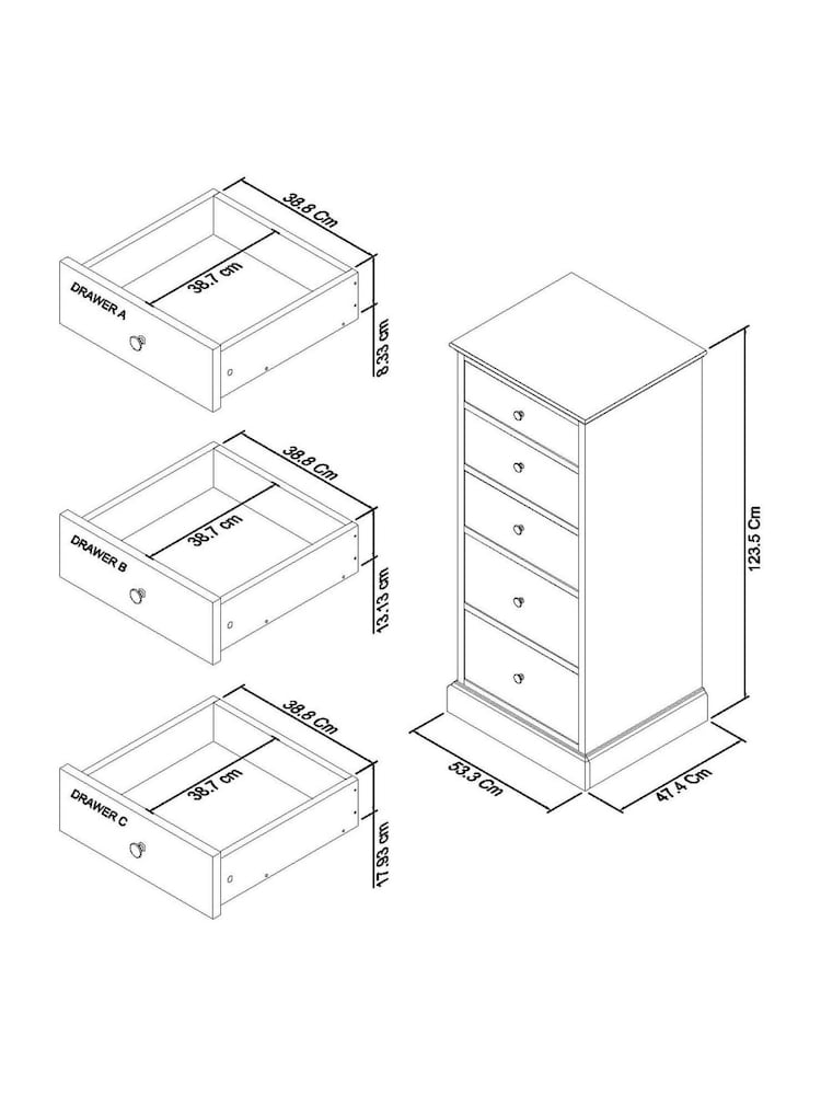 Bentley Designs Soft Grey Ashby 5 Drawer Chest - Image 4 of 4 Bentley Designs Soft Grey Ashby 5 Drawer Chest - Image 4 of 4