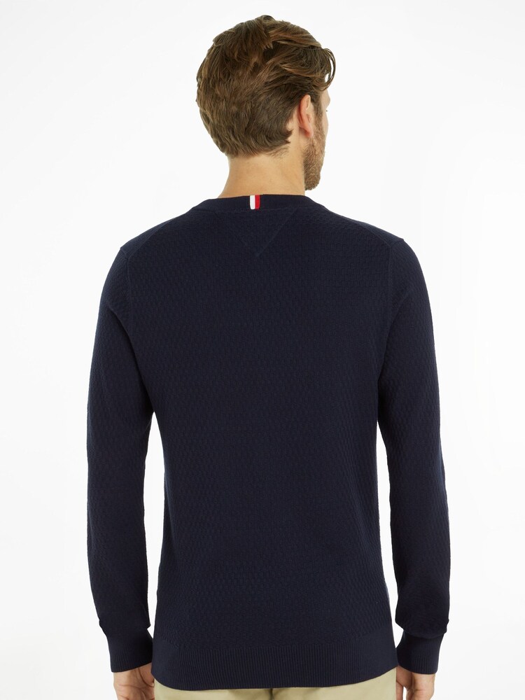 Sweter Tommy Hilfiger Cross Structure w kolorze niebieskim z okrągłym dekoltem - Image 2 of 6