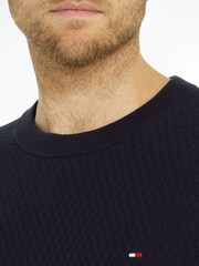 Sweter Tommy Hilfiger Cross Structure w kolorze niebieskim z okrągłym dekoltem - Image 3 of 6