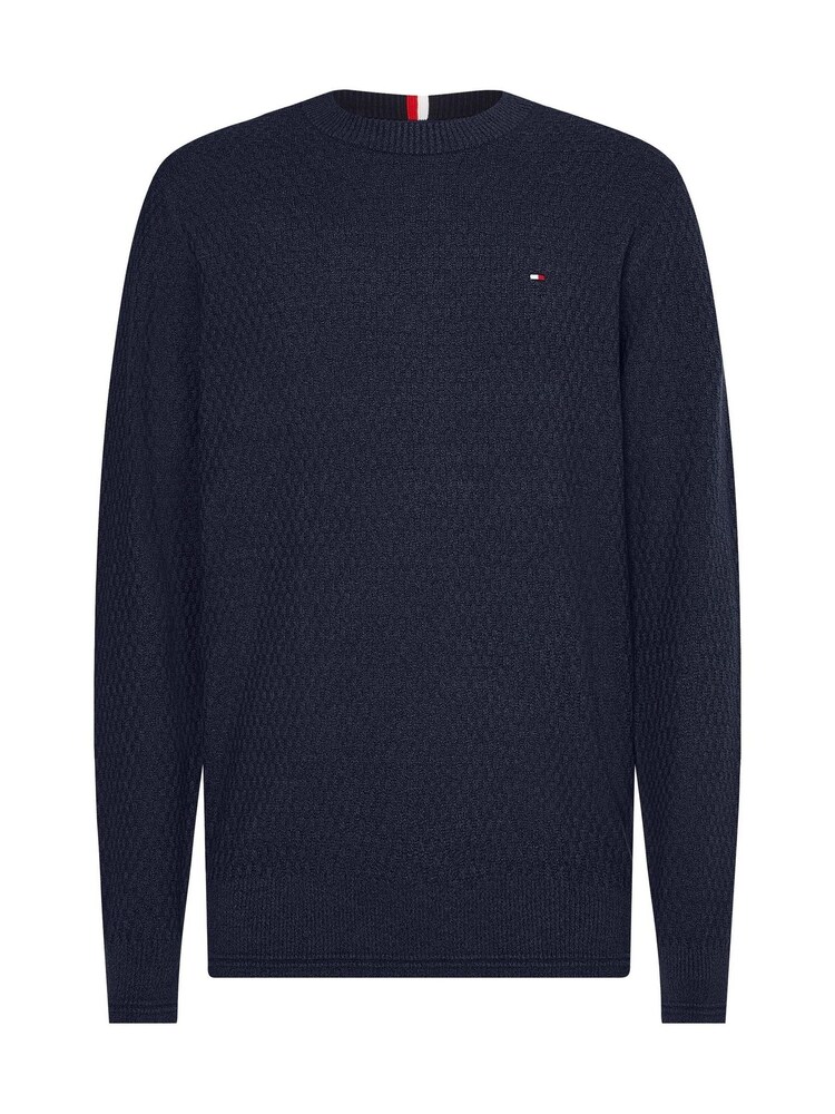Sweter Tommy Hilfiger Cross Structure w kolorze niebieskim z okrągłym dekoltem - Image 4 of 6