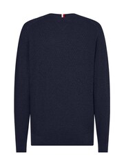 Sweter Tommy Hilfiger Cross Structure w kolorze niebieskim z okrągłym dekoltem - Image 5 of 6