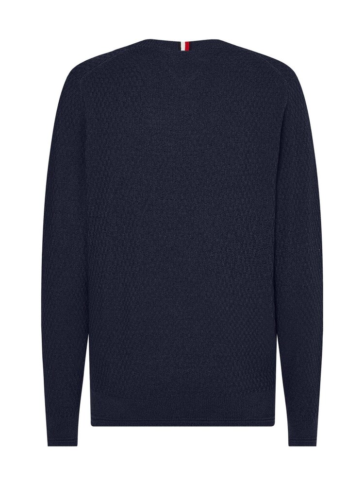 Sweter Tommy Hilfiger Cross Structure w kolorze niebieskim z okrągłym dekoltem - Image 5 of 6