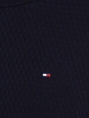 Sweter Tommy Hilfiger Cross Structure w kolorze niebieskim z okrągłym dekoltem - Image 6 of 6