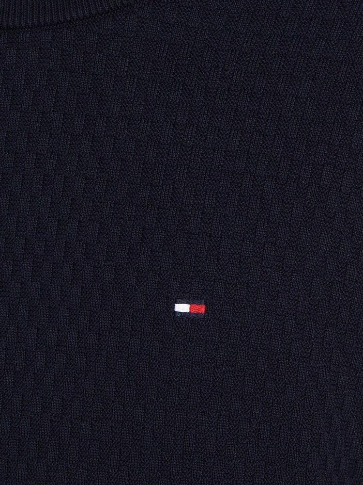 Sweter Tommy Hilfiger Cross Structure w kolorze niebieskim z okrągłym dekoltem - Image 6 of 6