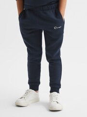 Reiss Navy Clark Junior Embroidered Jersey Joggers - Image 1 of 5