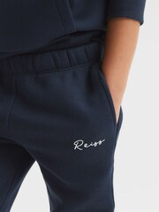 Reiss Navy Clark Junior Embroidered Jersey Joggers - Image 3 of 5