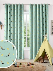 Sara Miller Aqua Toucans Made To Measure 100% Cotton Curtains - Image 1 of 9