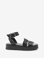 Black Forever Comfort® Leather Platform Chunky Sandals - Image 1 of 7