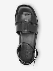 Black Forever Comfort® Leather Platform Chunky Sandals - Image 3 of 7