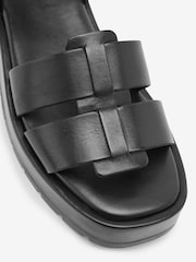 Black Forever Comfort® Leather Platform Chunky Sandals - Image 4 of 7