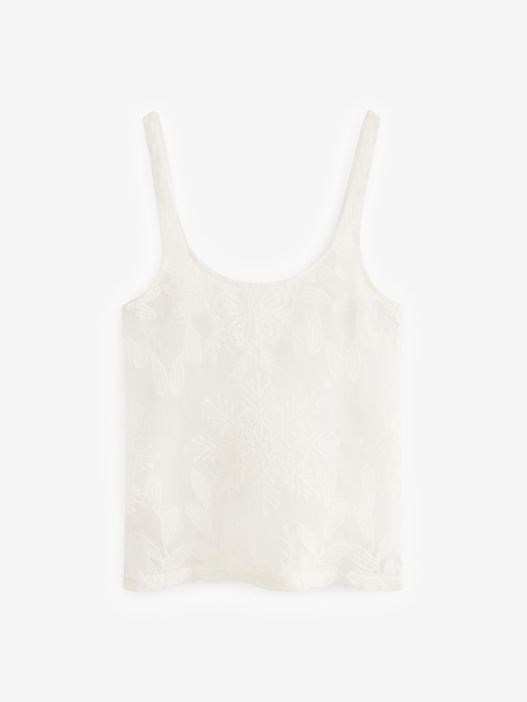 White Crochet Lace Cami Top - Image 7 of 7