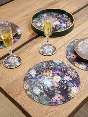 Laura Ashley Set of 4 Black Mathilde Floral Print Placemats - Image 1 of 4