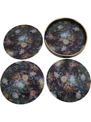 Laura Ashley Set of 4 Black Mathilde Floral Print Placemats - Image 4 of 4