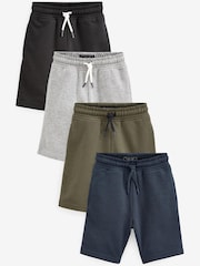 Black/Navy Blue/Khaki Green /Grey 4 Pack Basic Jersey Shorts (3-16yrs) - Image 1 of 2