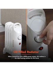 Warmlite White 650W Oil filled Radiator with Thermostat - Image 3 of 8