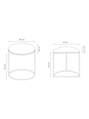 Dark Grey Marble Mango Wood Round Set of 3 Nest of Tables - Image 4 of 8