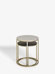 Dark Grey Marble Mango Wood Round Set of 3 Nest of Tables - Image 6 of 8