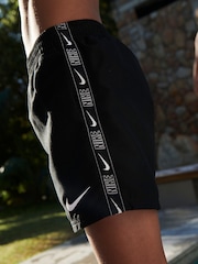 Nike Black Swim Logo Tape 4 Inch Volley Shorts - Image 2 of 5