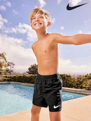 Nike Black 4 Inch Swim Logo Tape 4 Inch Volley Shorts - Image 6 of 6