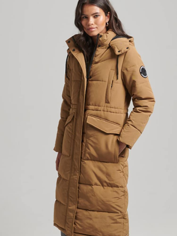 Superdry Sandstone Vintage Everest Longline Parka Coat - Image 1 of 6