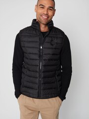Threadbare Black Matte Finish Padded Funnel Neck Gilet - Image 1 of 1