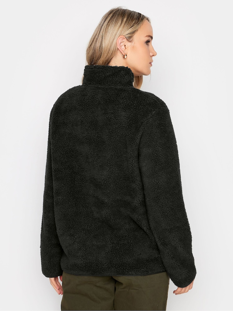 Long Tall Sally Black Fleece Zip Through Top - Image 2 of 4