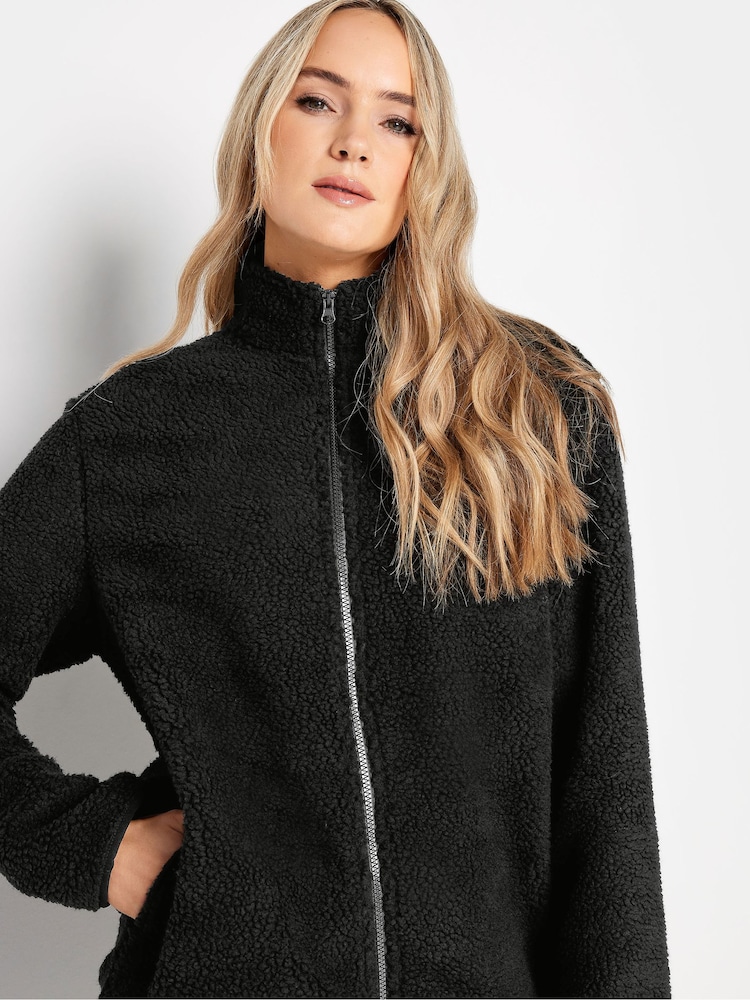 Long Tall Sally Black Fleece Zip Through Top - Image 4 of 4