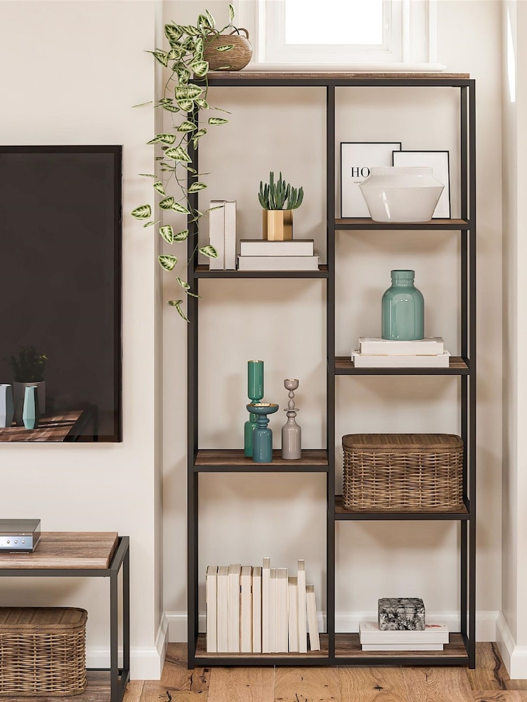 Dorel Home Natural Weathered Oak Woodgrain Finish 5 Shelf Quincy Bookcase - Image 2 of 4
