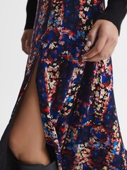 Reiss Black Katia Abstract Floral Slip Skirt - Image 3 of 5
