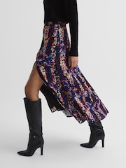 Reiss Black Katia Abstract Floral Slip Skirt - Image 4 of 5