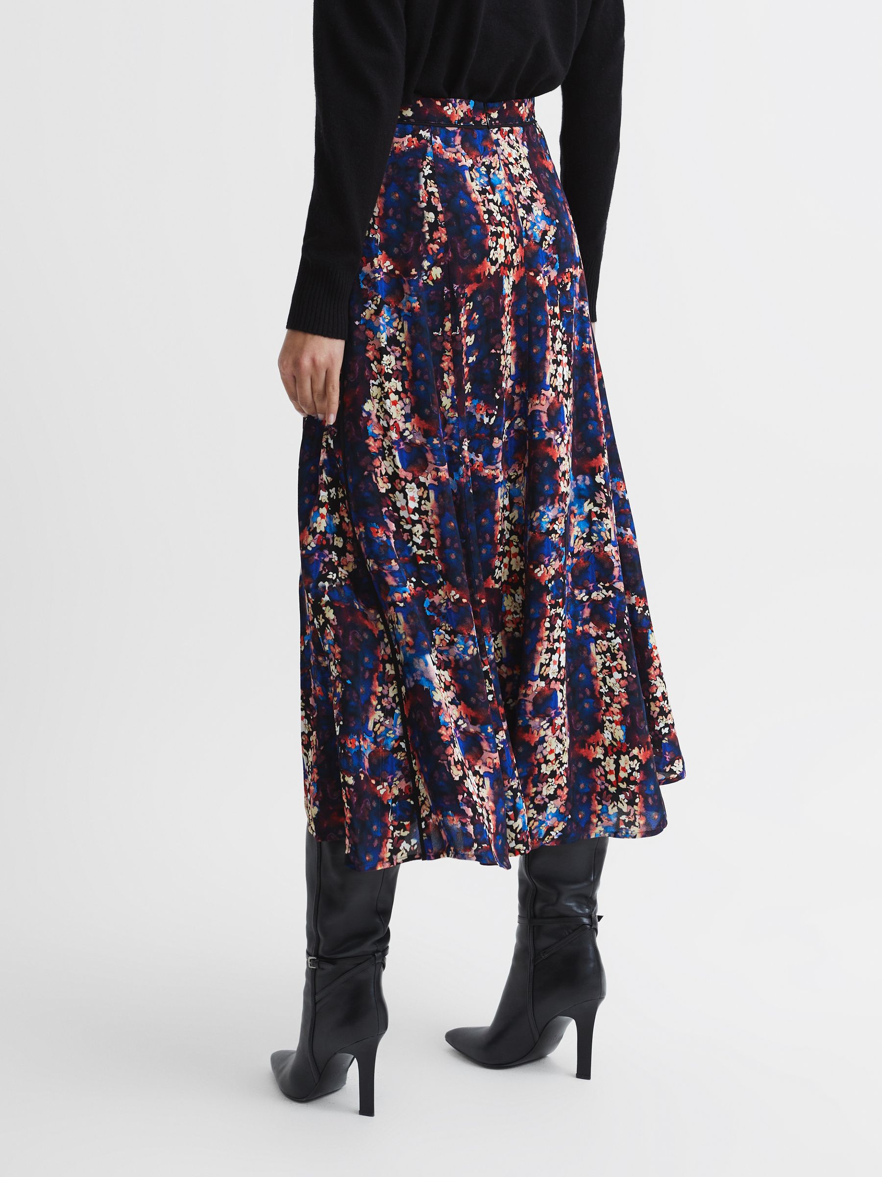 【海外限定】REISS☆スカートBlack Katia Printed Slip Midi Ski REISS Katia Printed Slip Skirt | Bloomingdale's