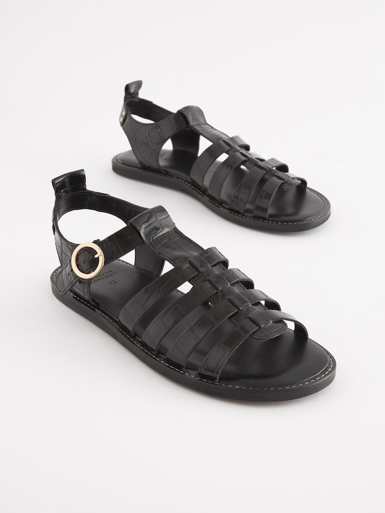 Schwarz - Forever Comfort® Römersandalen aus Leder mit runder Spitze - Bild 2 von 6 Schwarz - Forever Comfort® Römersandalen aus Leder mit runder Spitze - Bild 2 von 6