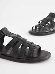 Schwarz - Forever Comfort® Römersandalen aus Leder mit runder Spitze - Bild 4 von 6