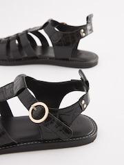 Schwarz - Forever Comfort® Römersandalen aus Leder mit runder Spitze - Bild 5 von 6