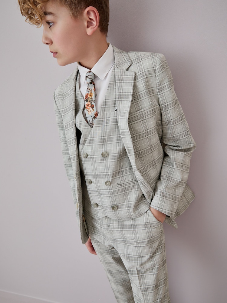 Grey Check Jacket Skinny Fit Suit (12mths-16yrs) - Image 1 of 9