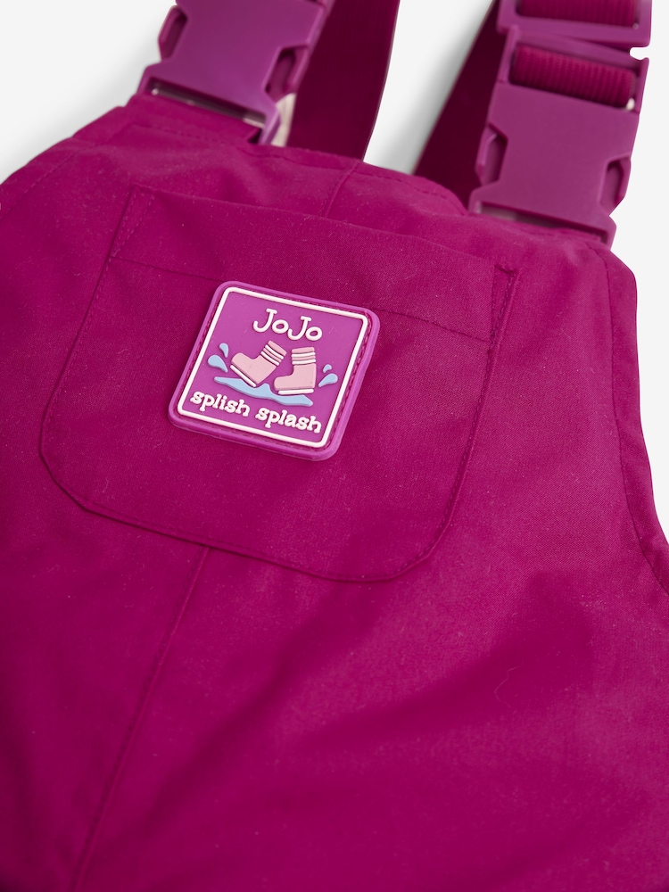 JoJo Maman Bébé Berry Pink Pack-Away Waterproof Dungarees - Image 2 of 3