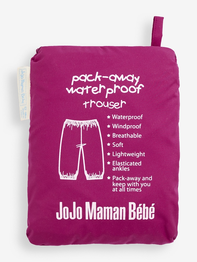 JoJo Maman Bébé Berry Pink Pack-Away Waterproof Dungarees - Image 3 of 3