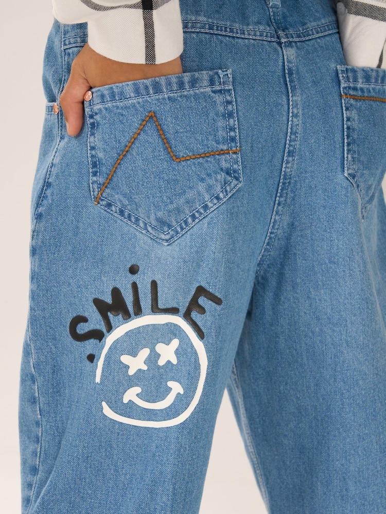 Angel & Rocket Blue Mollie Graffiti Denim 100% Cotton Jeans - Image 2 of 3 Angel & Rocket Blue Mollie Graffiti Denim 100% Cotton Jeans - Image 2 of 3