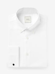 White Slim Fit Double Cuff Easy Care Oxford Shirt - Image 4 of 6