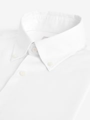 White Slim Fit Double Cuff Easy Care Oxford Shirt - Image 5 of 6