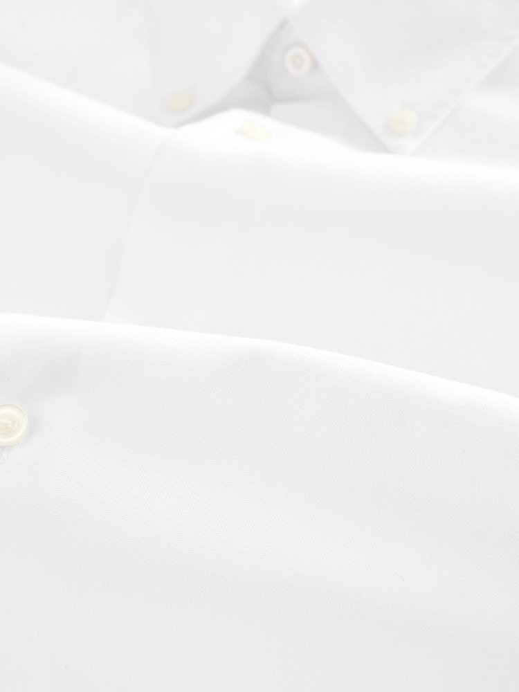 White Slim Fit Double Cuff Easy Care Oxford Shirt - Image 6 of 6