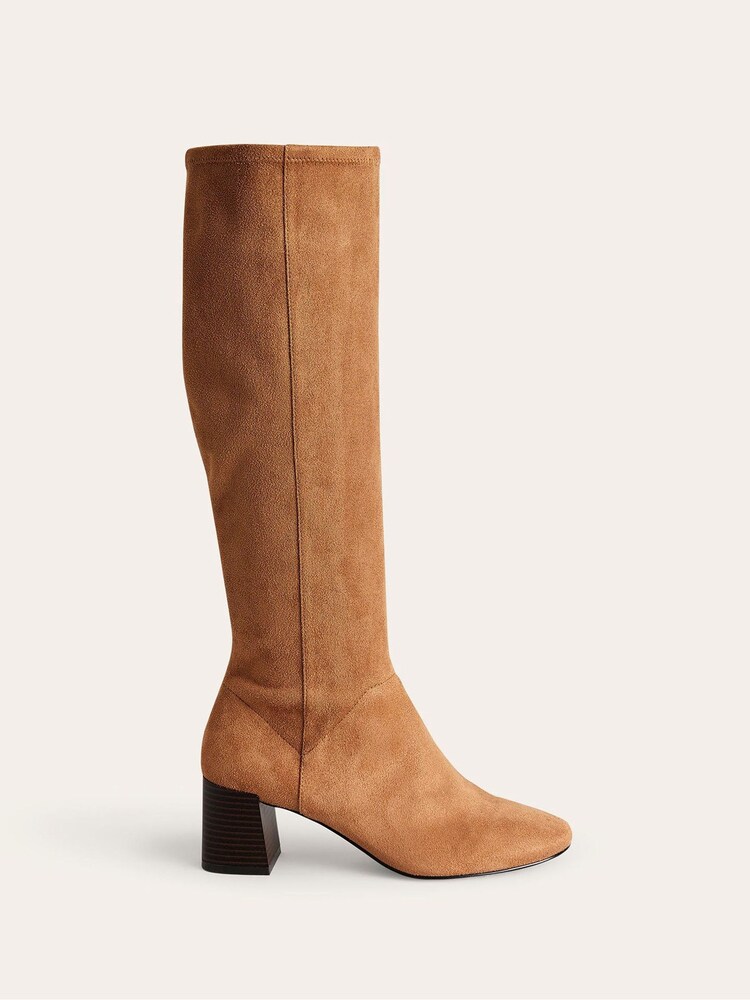Boden Light Brown Heeled Stretch Knee High Boots - Image 2 of 4 Boden Light Brown Heeled Stretch Knee High Boots - Image 2 of 4
