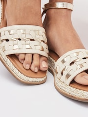 White Regular/Wide Fit Forever Comfort® Leather Platform Sandals with Woven Detail - Image 1 of 6