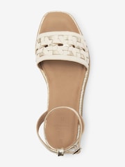 White Regular/Wide Fit Forever Comfort® Leather Platform Sandals with Woven Detail - Image 3 of 6