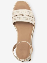 White Regular/Wide Fit Forever Comfort® Leather Platform Sandals with Woven Detail - Image 5 of 6
