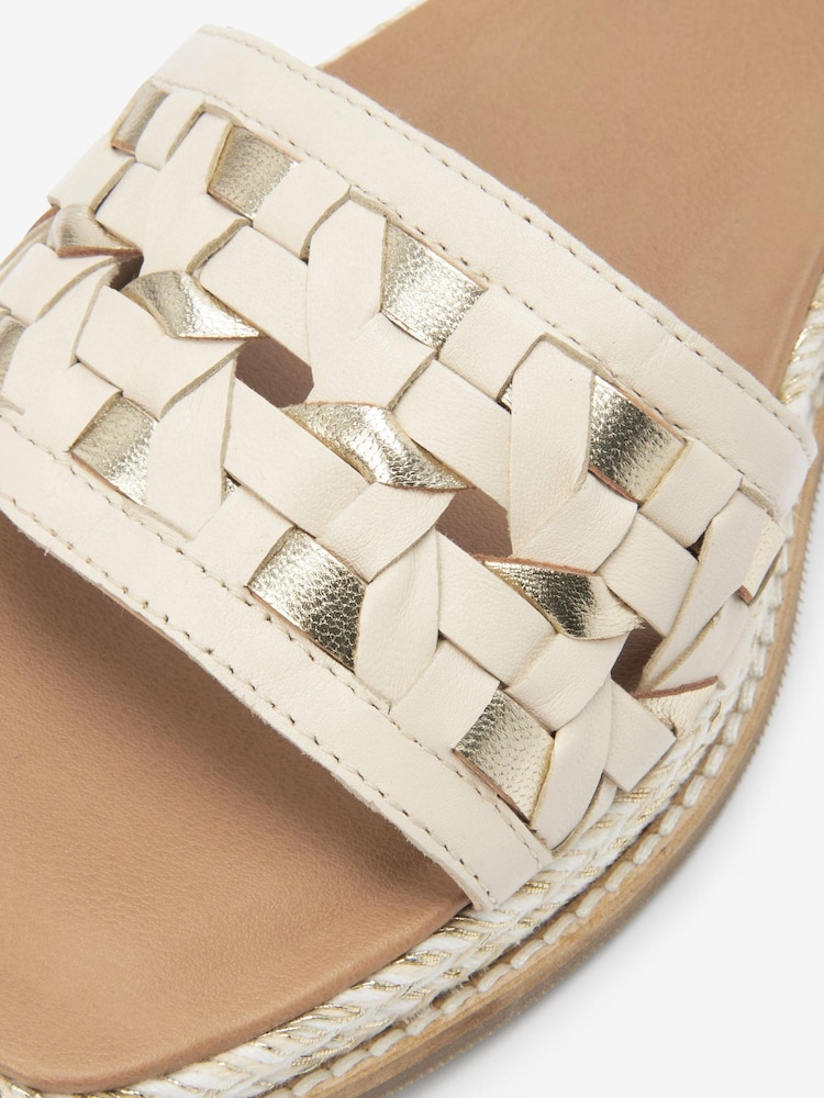 White Regular/Wide Fit Forever Comfort® Leather Platform Sandals with Woven Detail - Image 6 of 6
